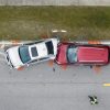 Car crash with two vehicles collided