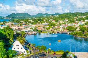 Beautiful landscape of Castries, capital and cruise port of St Lucia in the Caribbean