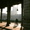 riding a bicycle in the city