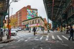 Sidewalk in The Bronx, New York City, USA. November 2, 2021.