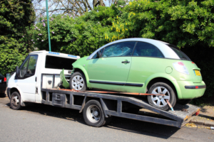 Car repossession on a tow truck