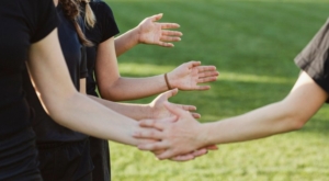 shaking hands high five