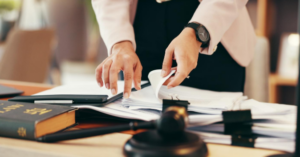 lawyer working on case files