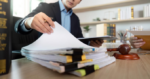 lawyer working on client cases