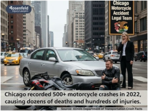 Chicago recorded 500+ motorcycle crashes in 2022, causing dozens of deaths and hundreds of injuries.